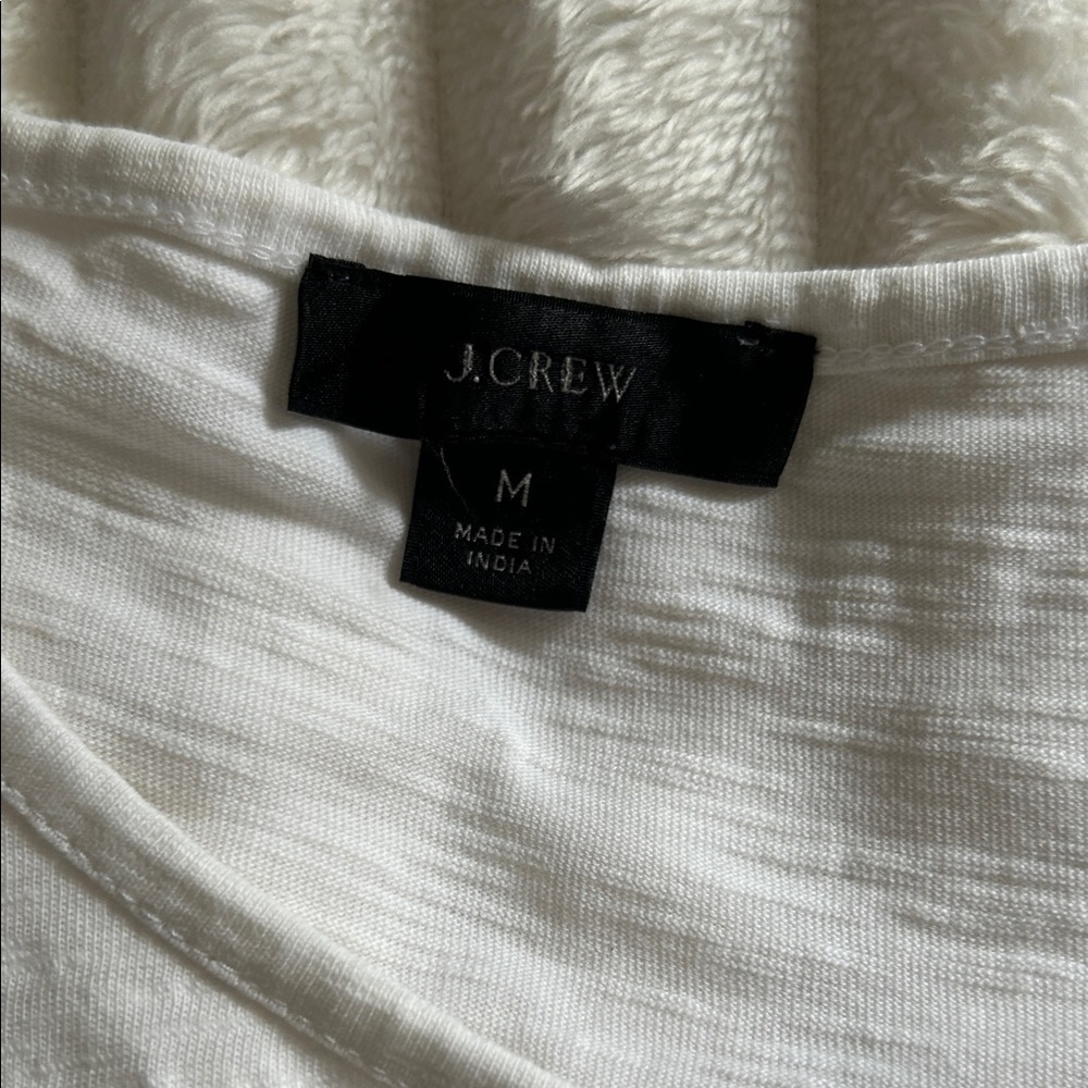 J. Crew White Short Sleeve Top with Lace Detail - Picture 2 of 4
